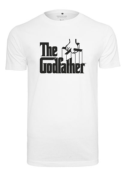Merchcode TB Herren T-Shirt Godfather Logo Print weiss
