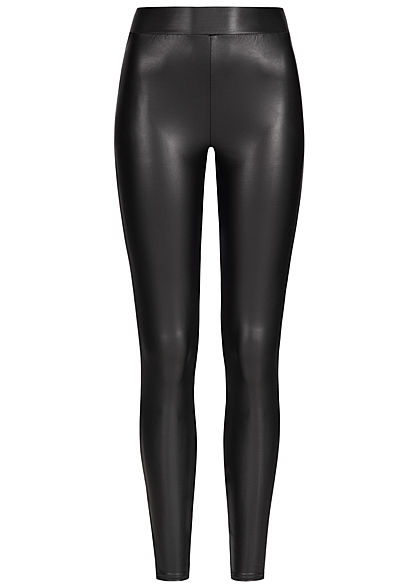 ONLY Vrouwen NOOS Leggings in leer kijken zwart