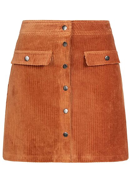 ONLY Damen Cord Skirt Buttons Front High-Waist ginger bread braun - Art.-Nr.: 19073116