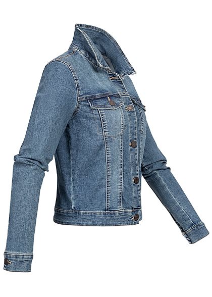 Noisy May Damen NOOS Jeans Jacke 2 Brusttaschen medium blau denim