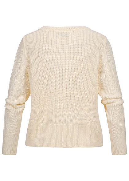 ONLY Damen Cable Knit Pullover cloud dancer weiss