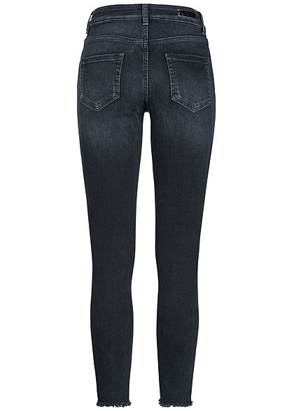ONLY Damen Ankle Skinny Raw Jeans 5-Pockets Mid Waist NOOS schwarz denim