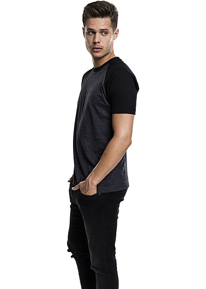 Urban Classics Heren 2-Tone Raglan T-Shirt charcoal grijs zwart