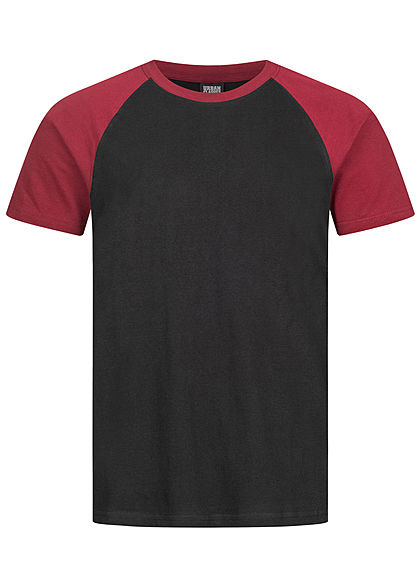 Urban Classics Heren 2-Tone Raglan T-Shirt zwart burgundy