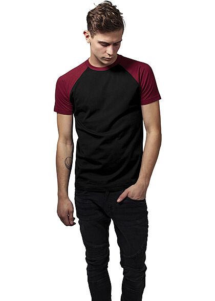 Urban Classics Heren 2-Tone Raglan T-Shirt zwart burgundy