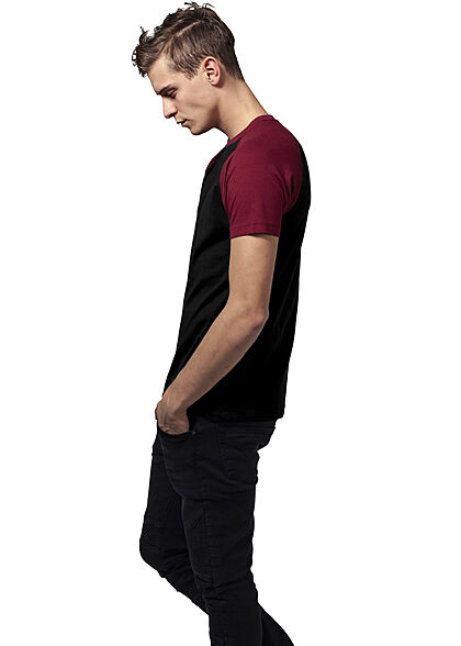 Urban Classics Heren 2-Tone Raglan T-Shirt zwart burgundy