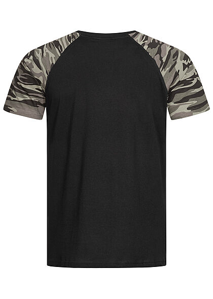 Urban Classics Herren 2-Tone Raglan T-Shirt schwarz dark camo
