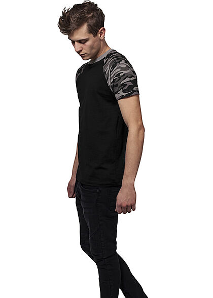 Urban Classics Herren 2-Tone Raglan T-Shirt schwarz dark camo