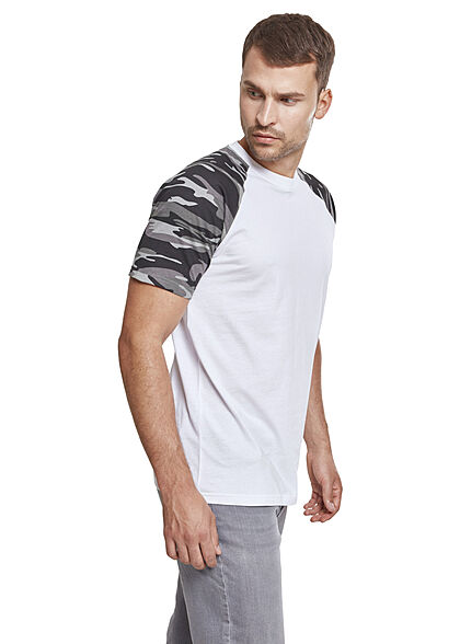 Urban Classics Heren 2-Tone Raglan T-Shirt wit donker camo