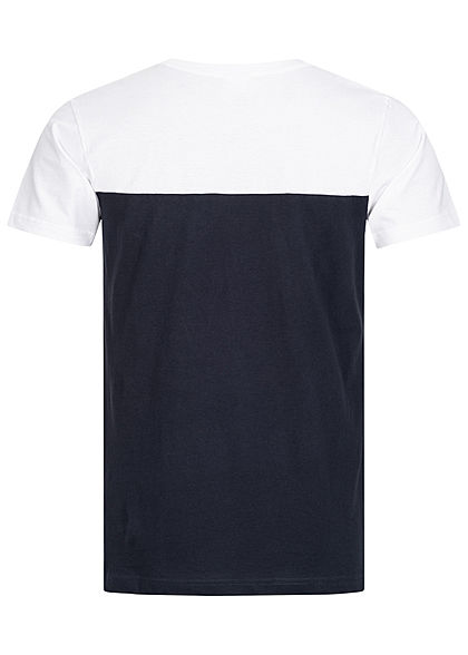 Urban Classics Heren Colorblock Pocket T-Shirt navy blauw wit geel