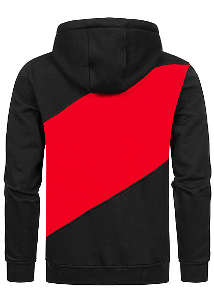 Urban Classics Heren Colorblock Zig Zag Hoodie zwart rood grijs