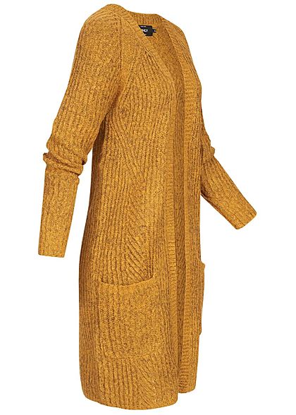 ONLY Damen NOOS Grobstrick Cardigan 2-Pockets golden glow gelb