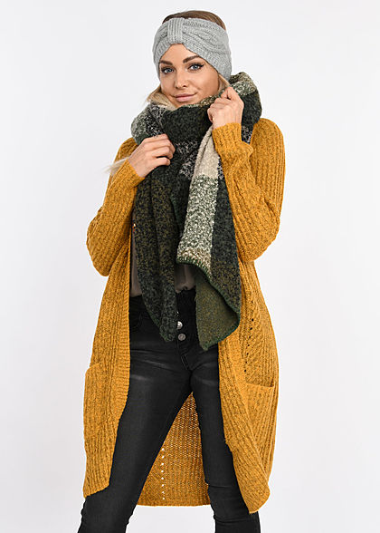 ONLY Damen NOOS Grobstrick Cardigan 2-Pockets golden glow gelb