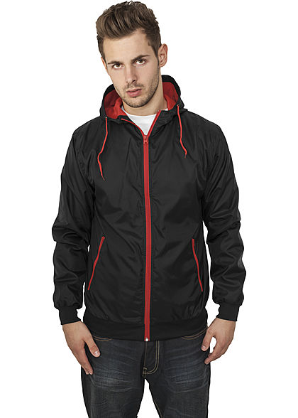 Urban Classics Herren Jacke Windrunner mit Kontrastdetails schwarz rot