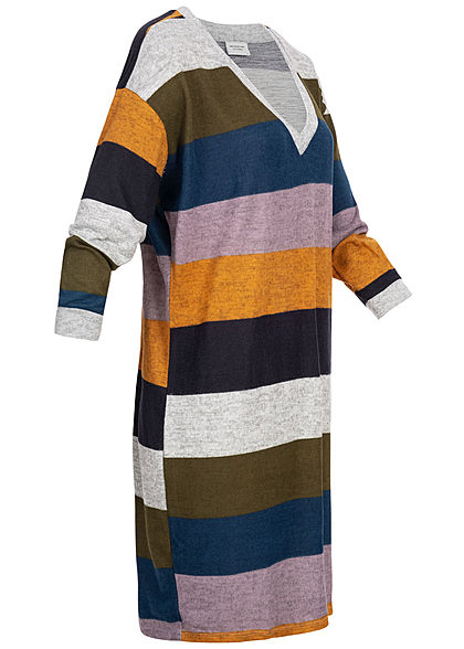 JDY by ONLY Damen Striped Oversize Knit Dress hell grau lila gelb blau