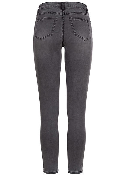 Seventyseven Lifestyle Damen High-Waist Skinny Jeans 5-Pockets dunkel grau denim