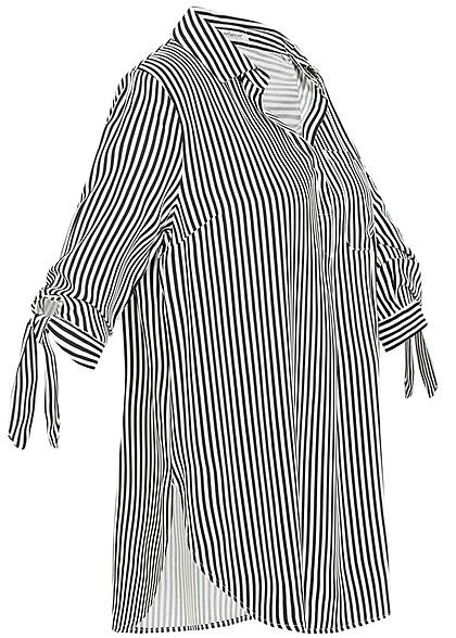 Seventyseven Lifestyle Damen Striped Turn-Up Blouse Shirt schwarz weiss