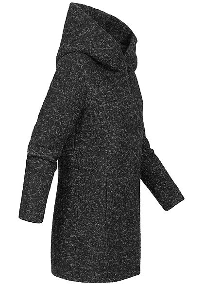 reptielen Klik snelheid ONLY Dames NOOS Bouclé Wollen Jas met capuchon zwart