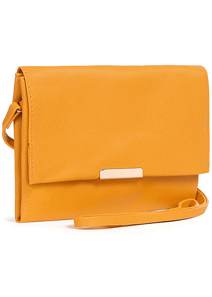 Zabaione Damen Mini Handtasche Kunstleder Schlangenhaut Optik curry gelb