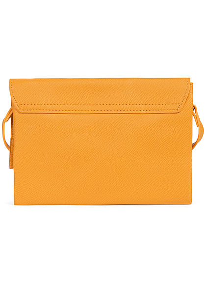 Zabaione Damen Mini Handtasche Kunstleder Schlangenhaut Optik curry gelb