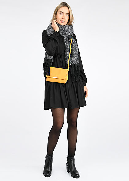 Zabaione Damen Mini Handtasche Kunstleder Schlangenhaut Optik curry gelb