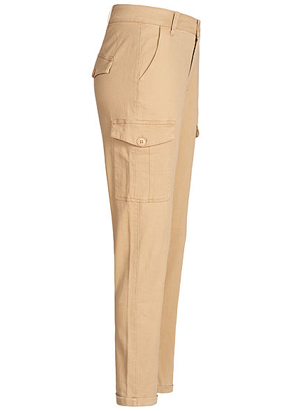 Hailys Damen Cargo Jeans Hose 4-Pockets camel beige