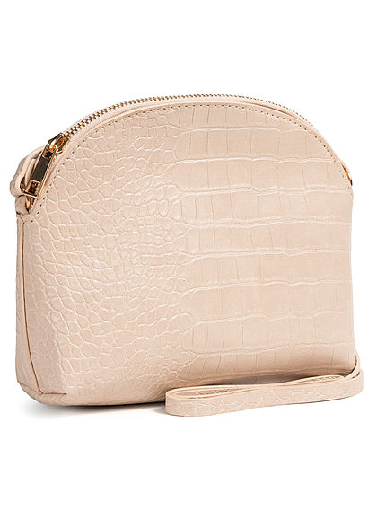 Hailys Damen Mini Handtasche Schlagenhaut-Optik Kunstleder beige