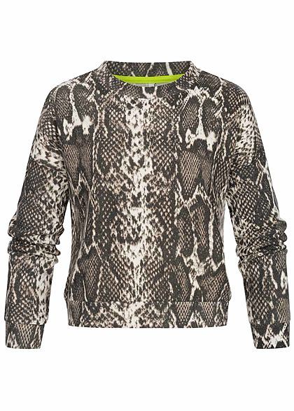 Hailys Damen Soft Touch Pullover Snake Print beige braun
