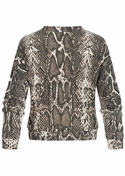 Hailys Damen Soft Touch Pullover Snake Print beige braun