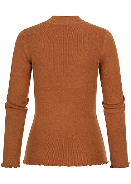 Hailys Damen High-Neck Sweater Pullover caramel dunkel braun