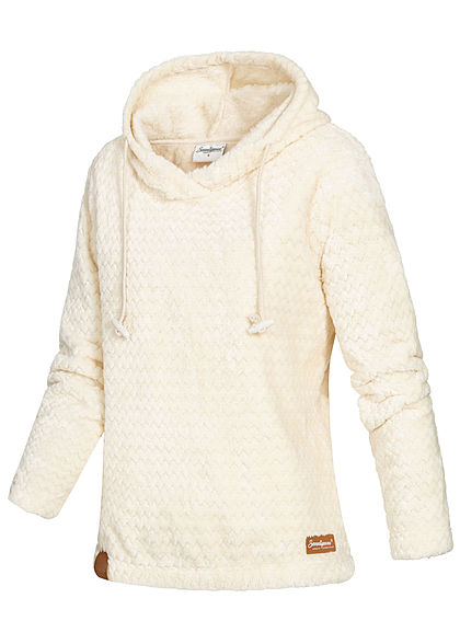 Seventyseven Lifestyle Damen Structure Fleece Hoodie ecru off weiss
