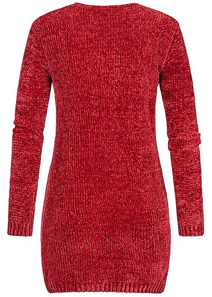 Seventyseven Lifestyle Damen Chenille Long Pullover rot