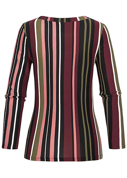 Seventyseven Lifestyle Damen Soft Touch Longsleeve Stripes Print multicolor