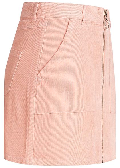 Seventyseven Lifestyle Damen Cord Zip Skirt 4-Pockets rosa