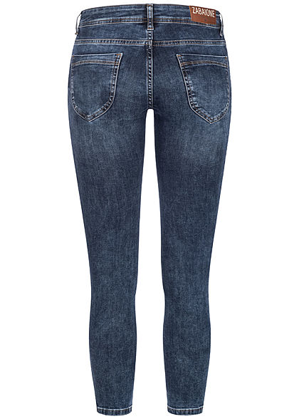 Zabaione Damen Skinny Jeans 5-Pockets dunkel blau denim