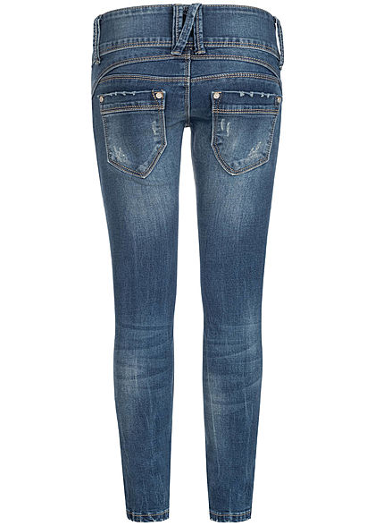Hailys Kids Mädchen Low-Waist Skinny Jeans 5-Pockets breiter Bund dunkel blau denim