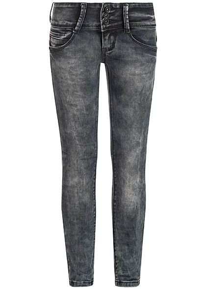 Hailys Kids Mädchen Low-Waist Skinny Jeans 5-Pockets breiter Bund schwarz denim - Art.-Nr.: 19104358