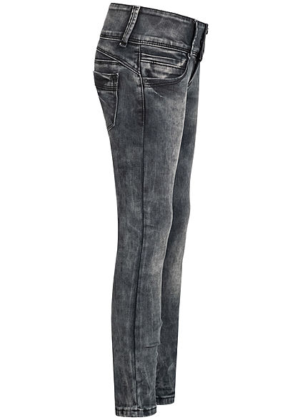 Hailys Kids Mdchen Low-Waist Skinny Jeans 5-Pockets breiter Bund schwarz denim
