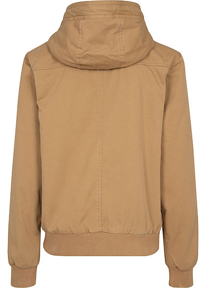 Seventyseven Lifestyle Herren Winter Stoffjacke Kapuze 4-Pockets camel braun