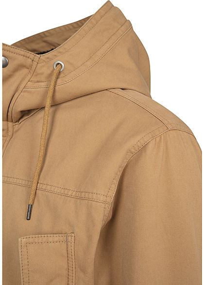 Seventyseven Lifestyle Herren Winter Stoffjacke Kapuze 4-Pockets camel braun