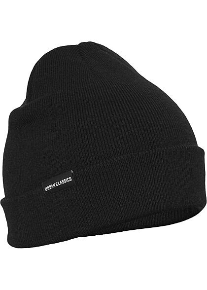 Urban Classics Basic Flap Beanie Strickmütze schwarz