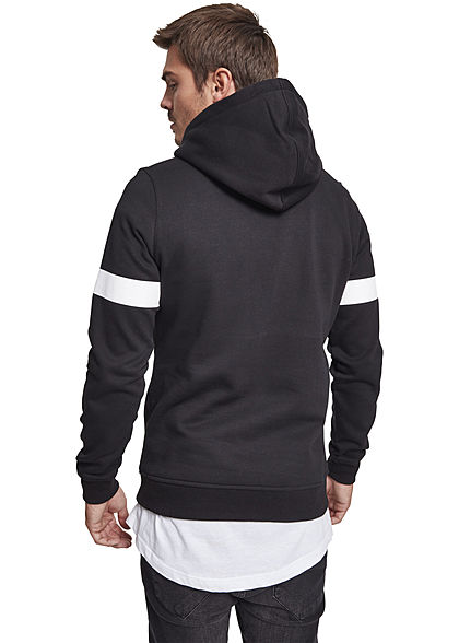 Merchcode TB Herren Hoodie Kapuze HUSTLER Print Streifen Arm schwarz
