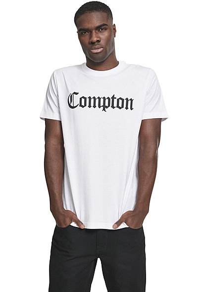 Mister Tee Herren T-Shirt COMPTON Print weiss