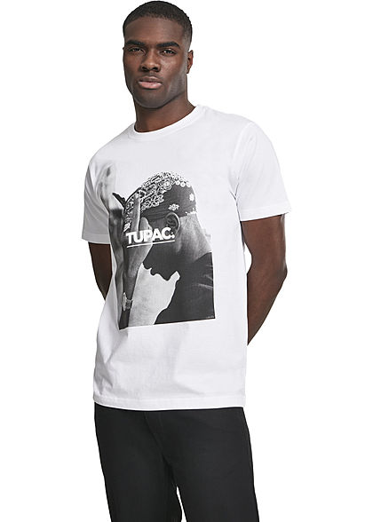 Mister Tee Herren T-Shirt 2Pac Print weiss