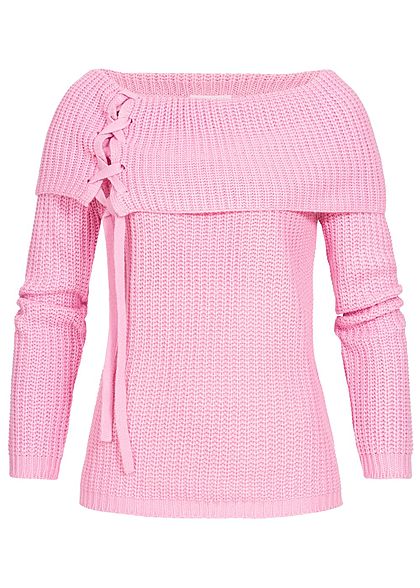 Seventyseven Lifestyle Damen Off-Shoulder Knit Sweater rosa