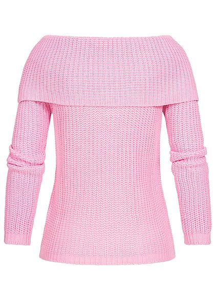 Seventyseven Lifestyle Damen Off-Shoulder Knit Sweater rosa