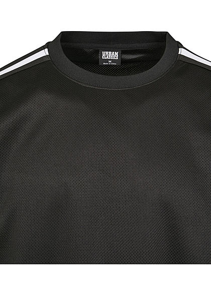 Urban Classics Herren T-Shirt Oversized mit Mesh und Kontraststreifen schwarz weiss