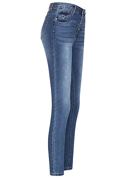 Hailys Dames Hoge taille jeans met 4 knoopsluiting en 5 zakken lichtblauw