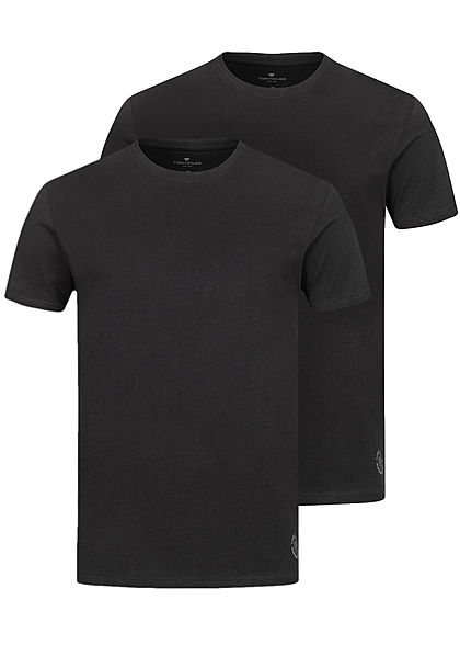 Tom Tailor Herren 2er-Set Basic Crew-Neck T-Shirt schwarz