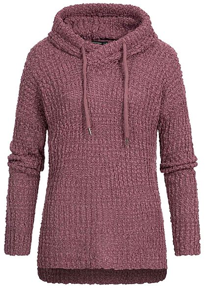 Eight2Nine gebreide Hoodie met overlappende Kap purplisch medium lila